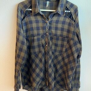 Free People Checkered Shirt snap closure. Size medium.
